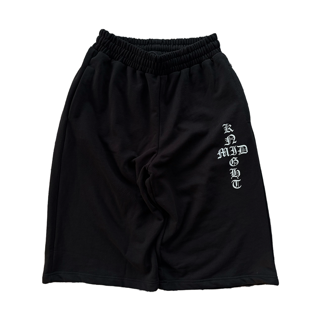 "Remnants" Cotton 3/4 Shorts - Black