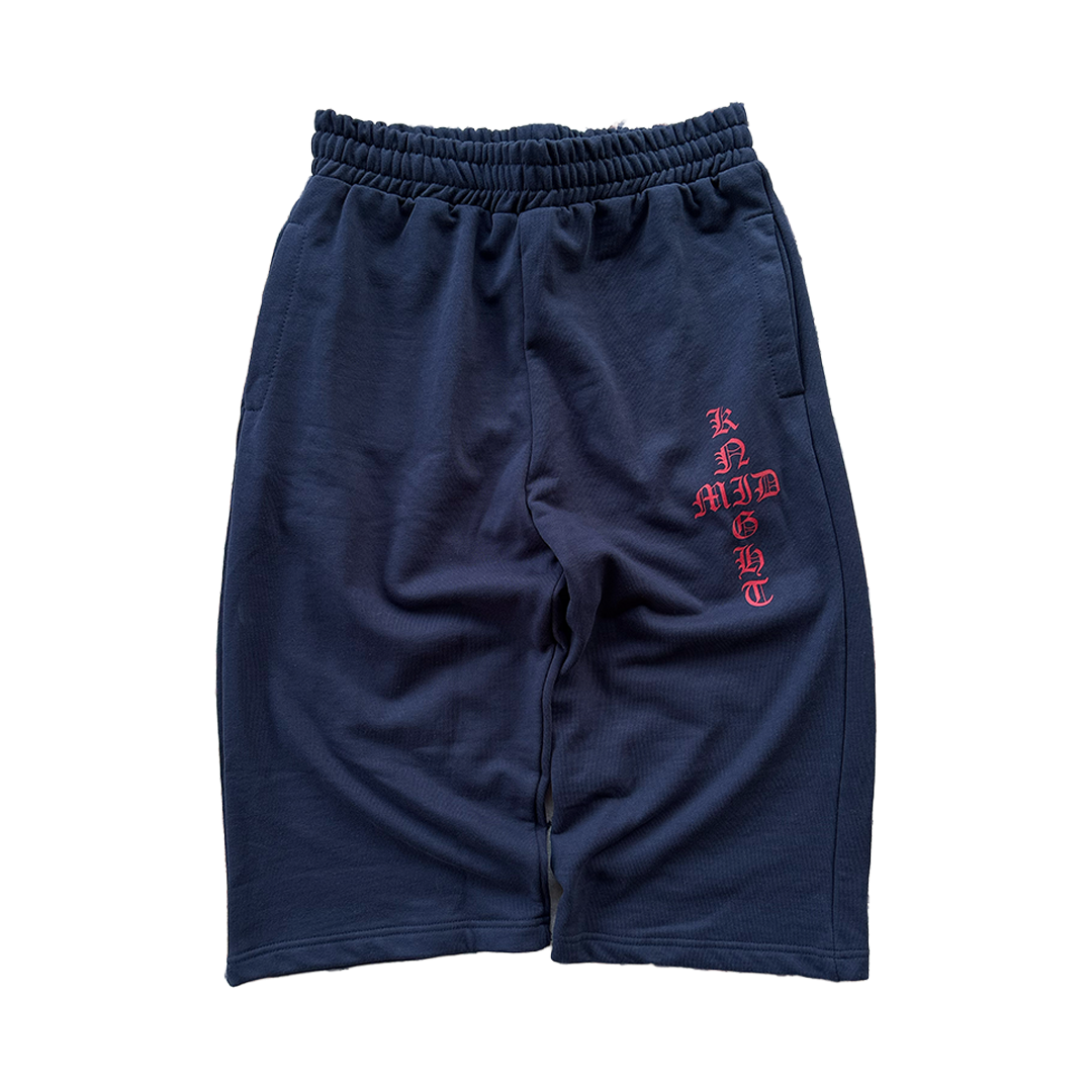 "Remnants" Cotton 3/4 Shorts - Navy