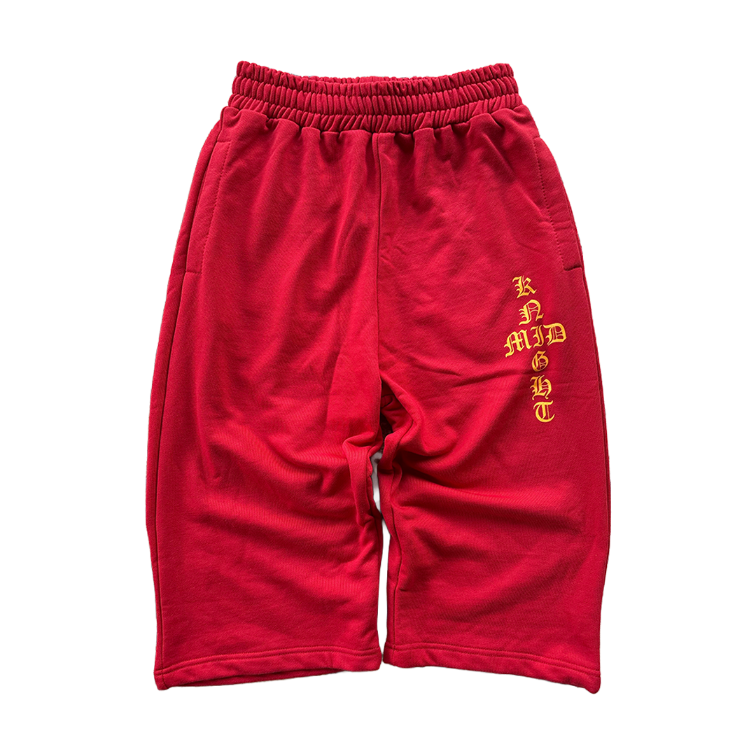 "Remnants" Cotton 3/4 Shorts - Red